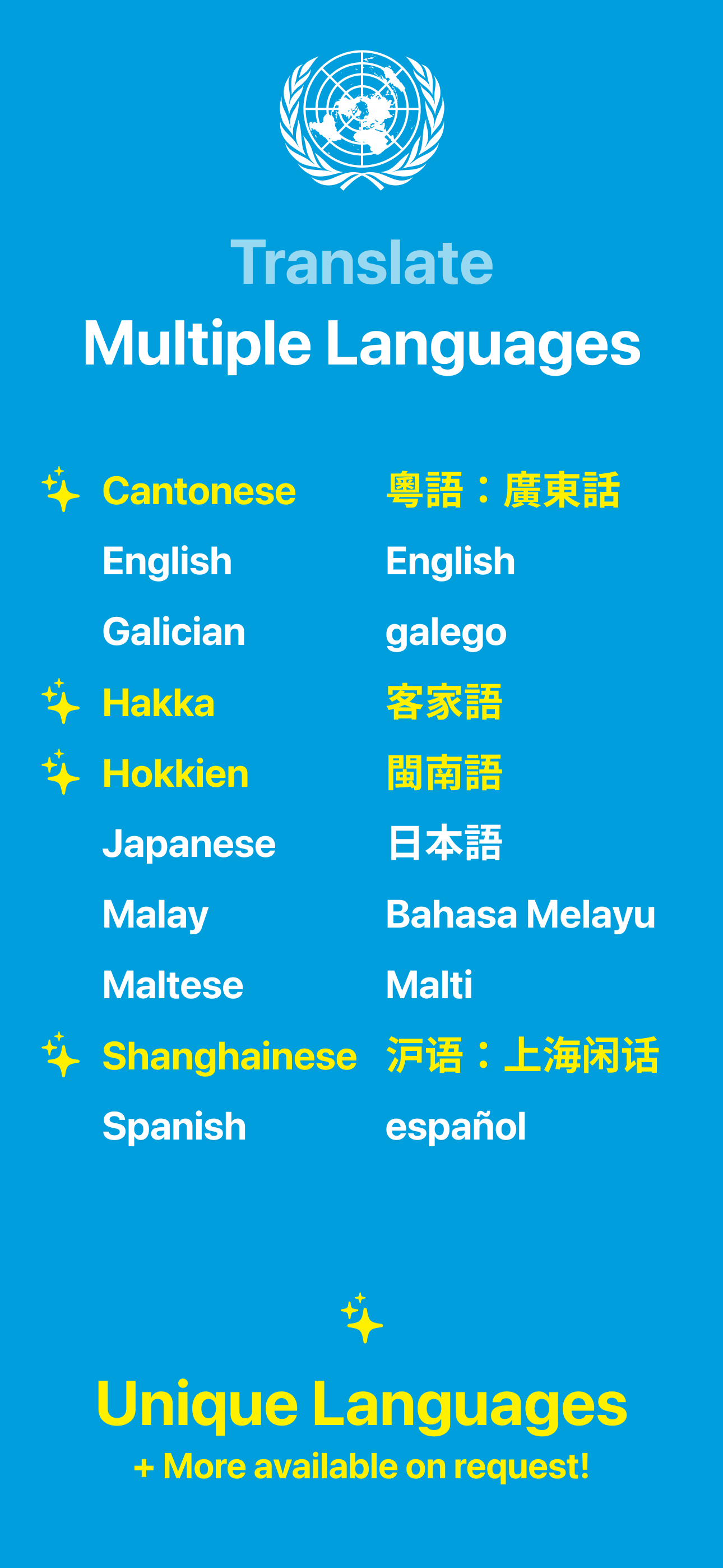 List of available languages on Translate and Learn